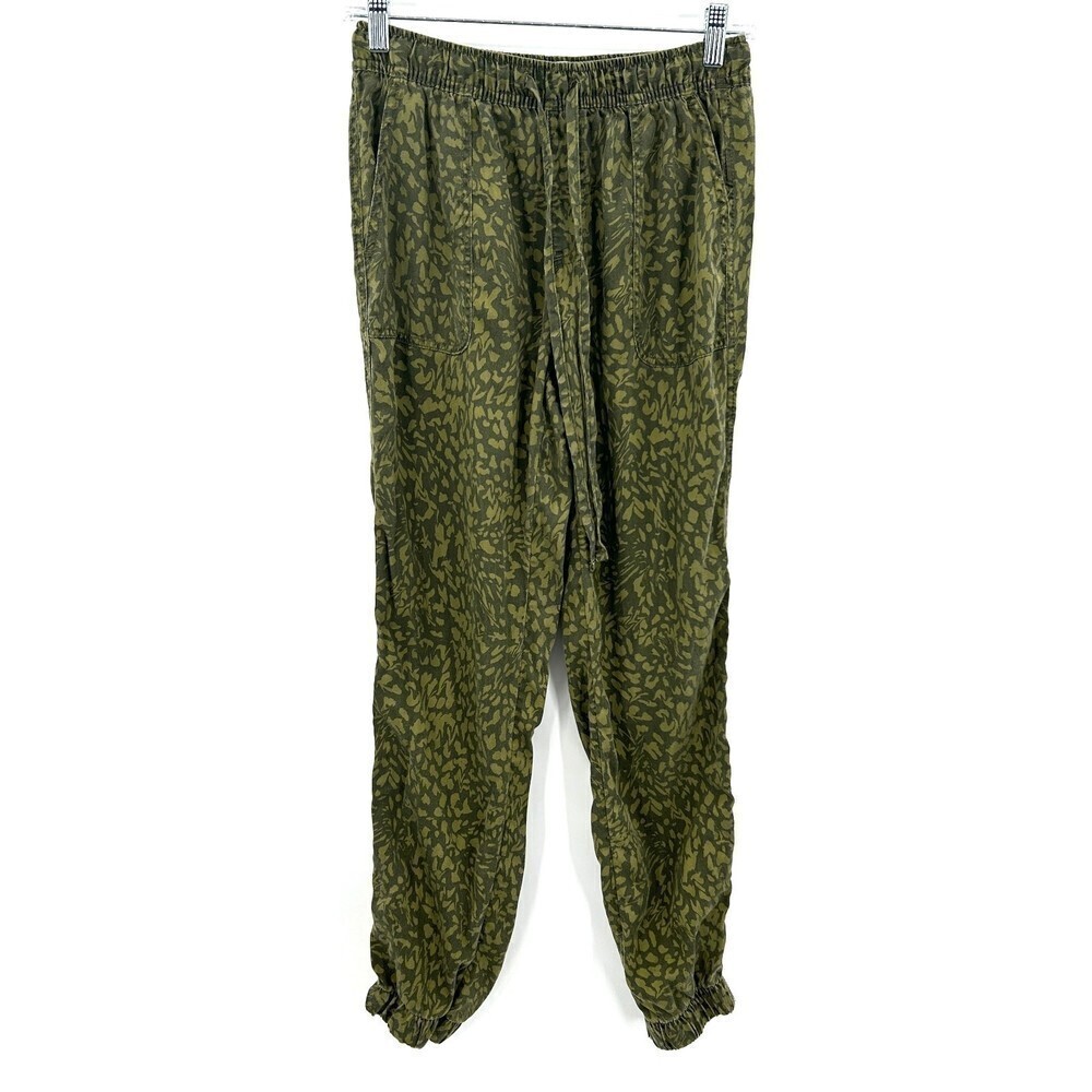 NICOLE MILLER Light Dark Green Pattern High Rise Jogger Pants Size Small